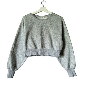 GARAGE Embroidered Fleece Crop Top Size Small in Grey